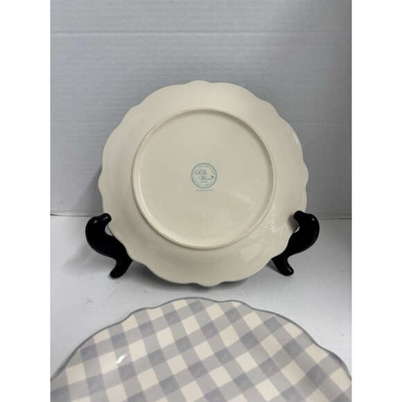 Pioneer Woman GINGHAM GREY Set of  4 Dinner Plates 10 3/4" NEW - Picture 2 of 10